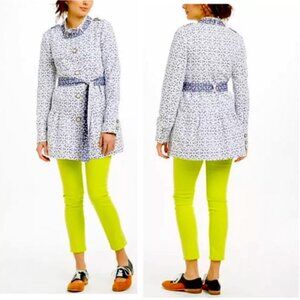 Anthropologie Elevenses NEW Eyelet Lace Trench Coat Jacket Cotton Lightweight 8